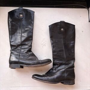 Frye Black Tall Leather Riding Boots